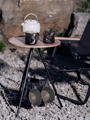 户外铝合金折叠小桌子圆桌便携式可升降黑色餐桌茶桌露营超轻野营