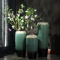 新中式绿色小清新陶瓷大号落地花瓶装饰摆件客厅插花干花装饰瓶子