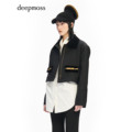 【deepmoss】2023秋季新款女装时尚雾黑宝藏袋口羊毛夹克上衣外套