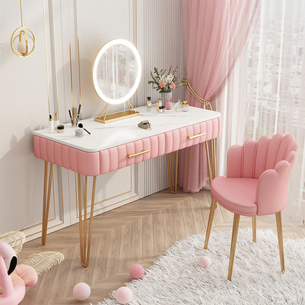 奶油风梳妆台卧室现代简约收纳柜书桌一体化妆桌轻奢小户型化妆台