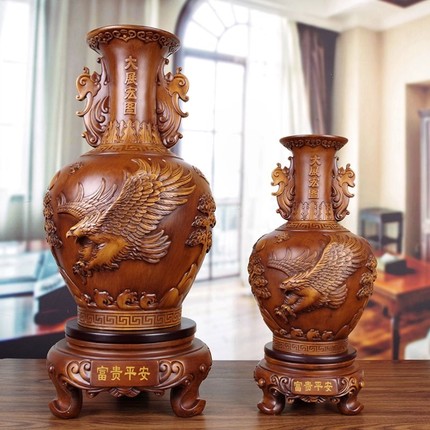 中式客厅装饰品大号花瓶一对落地摆件工艺品乔迁新居开业之喜礼物