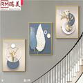 楼梯间装饰画现代客厅沙发背景墙挂画走廊过道壁画抽象三联画轻奢