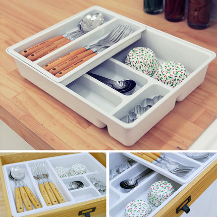 日本抽屉内置收纳盒厨房筷子餐具分隔整理橱柜工具桌面分格置物盒