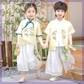 。儿童汉服夏季薄款男童中国风唐装女童套装幼儿园班服宝宝演出服