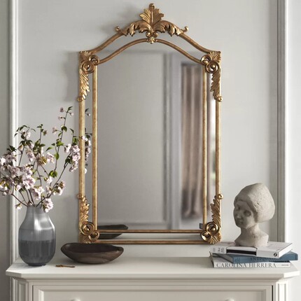 法式雕花梳妆镜桌面卧室化妆镜壁挂轻奢装饰镜欧式复古浴室镜子