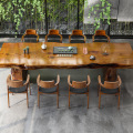 新中式实木茶桌 大板桌子原木整板茶台桌办公室接待泡茶桌椅组合