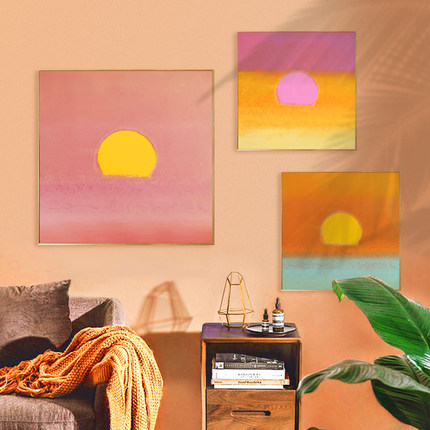 安迪沃霍尔 日出和日落抽象简约北欧ins挂画餐厅卧室背景墙装饰画