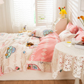 童趣浪漫四件套 单双人动漫被套床单枕套可定做床笠款 粉色心情