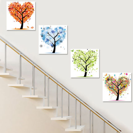 小清新挂画简约现代幸福树走廊过道餐厅墙壁画发财树楼梯装饰画