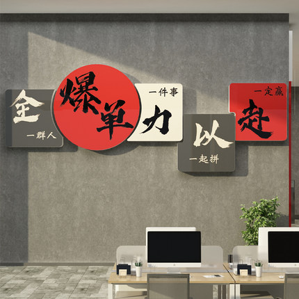 办公司室墙面装饰电商企业文化背景618氛围布置励志标语爆单贴画