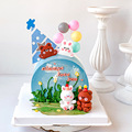 烘焙蛋糕装饰卡通生日派对帽小熊小兔摆件可爱动物儿童甜品装扮