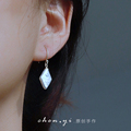 法式巴洛克淡水珍珠菱形耳环女 原创小众复古高级925纯银耳饰耳钩