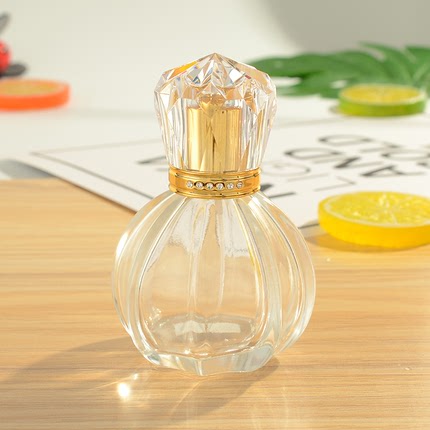 50ml香水瓶空瓶新款圆型透明玻璃香水分装喷雾瓶按压式空瓶电镀UV