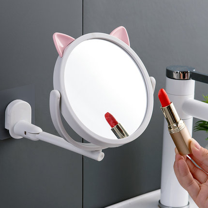 免打孔壁挂可折叠小镜子卫生间化妆镜浴室洗手间自粘挂墙式梳妆镜