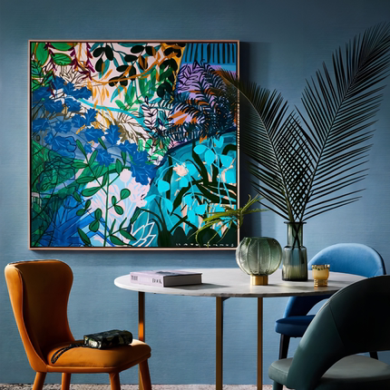 花卉抽象艺术现代绿色挂墙装饰壁画沙发客厅卧室休闲区无框可定制