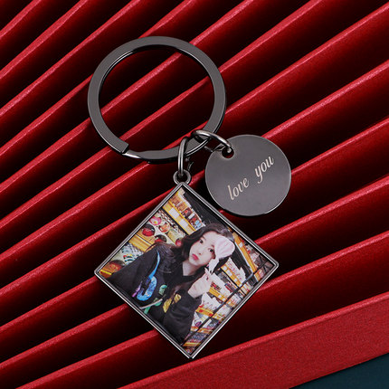个性金属工艺品照片定制激光刻字吊牌钥匙扣挂件纪念品情人节礼物