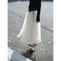 MIXABO不规则白色纱裙法式复古春秋半身裙女蓬蓬裙百搭设计感网纱