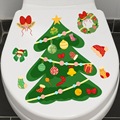 新款卡通圣诞树花环礼物圣诞节装饰贴纸马桶贴卫生间装饰贴画自粘