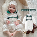 2021年秋季新款婴儿洋气连体衣小清新撞色设计女宝宝儿童长袖爬服