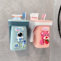 儿童磁吸漱口杯刷牙杯子女孩宝宝电动牙刷置物架免打孔壁挂式男孩