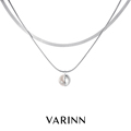 VARINN 原创设计师925纯银叠戴双层多层珍珠蛇骨链项链女简约颈链