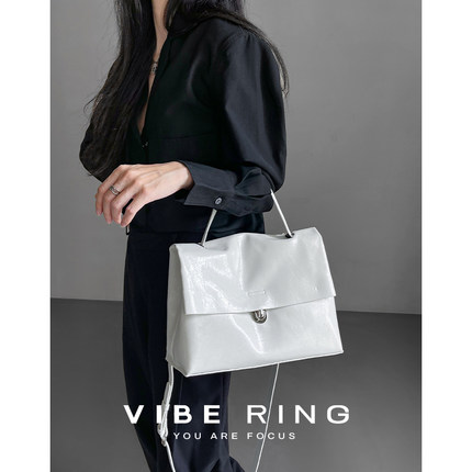 Vibe Ring小众设计托特包高级感通勤电脑包女头层牛皮单肩斜挎包