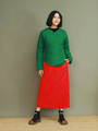 姜欢设计 墨绿色斜襟麻料夹棉冬款中式有范儿的小棉袄