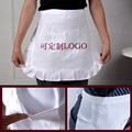 可爱花边短围裙定制印logo半身餐厅服务员印字围裙舞蹈小白围裙