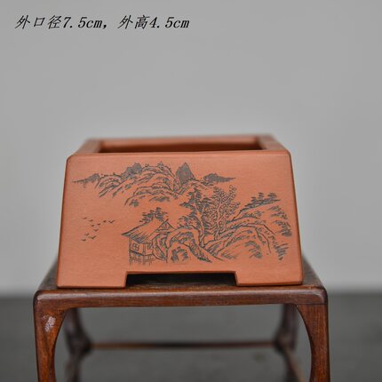 中国记忆紫砂粗陶瓷花盆多肉菖蒲盆栽文竹手彩宜兴拇指小创意室内