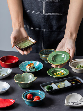 创意日式陶瓷小碟子厨房多用调味碟复古碟陶器调料酱醋餐具水果碟