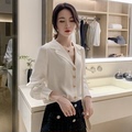 白色衬衫女时尚洋气职业气质春季上衣轻熟韩版宽松长袖个性设计感
