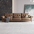 卡菲纳意式极简真皮沙发客厅组合简约现代头层牛皮轻奢直排沙发