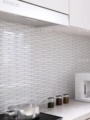 北欧现代陶瓷马赛克瓷砖长条异形厨房卫生间阳台背景墙砖白色哑光