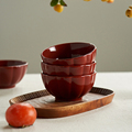 肆月中式米饭碗家用2024新款陶瓷饭碗红色新婚碗小高级感乔迁之喜