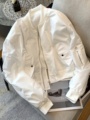 韩国时尚短款夹克外套女春秋新款休闲拉链开衫薄款白色棒球服上衣