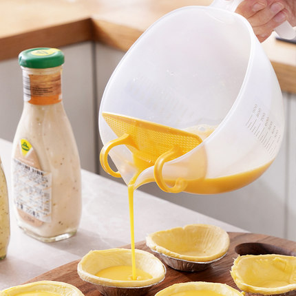 过滤量杯食品级带刻度蛋液塑料打蛋杯大容量鸡蛋烘焙带过滤网厨房