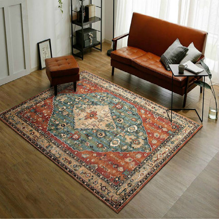 美式复古地毯欧式民族风客厅地毯乡村简约沙发茶几卧室床边毯定制