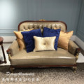 亚历山大沙发别墅古典英式客厅家具欧式实木真皮组合罗马柱皮沙发