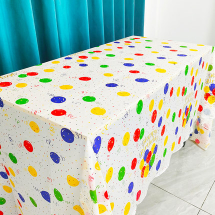 ins彩色气球印花桌布环保幼儿园儿童生日派对甜品台布置装饰用品