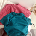 颜色洋气的质感色系 韩国儿童竹节棉纯色短袖T恤水洗棉上衣中性潮