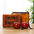 花窗茶叶礼盒包装黑枸杞化州橘红桑叶茶礼品盒木盒定制半斤陶瓷罐