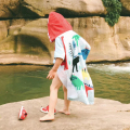外贸原单 鲨鱼造型纯棉毛巾 儿童浴巾男童浴袍游泳沙滩巾斗篷浴袍