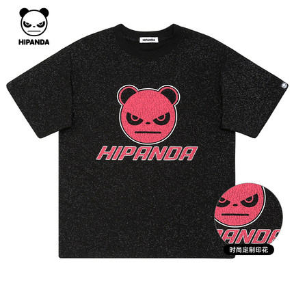 Hipanda你好熊猫轻奢大牌满天星短袖体恤2024夏季新款情侣个性T恤