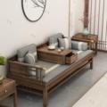 新中式老榆木罗汉床推拉实木茶桌小户型两用罗汉椅家用实木沙发床