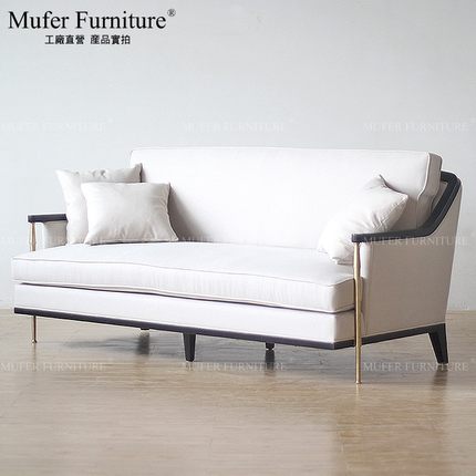 慕妃高端定制家具美式现代轻奢不锈钢欧式布艺实木三人沙发MF563
