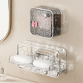 肥皂盒壁挂式免打孔家用高档沥水卫生间香皂置物架带盖防尘香皂盒