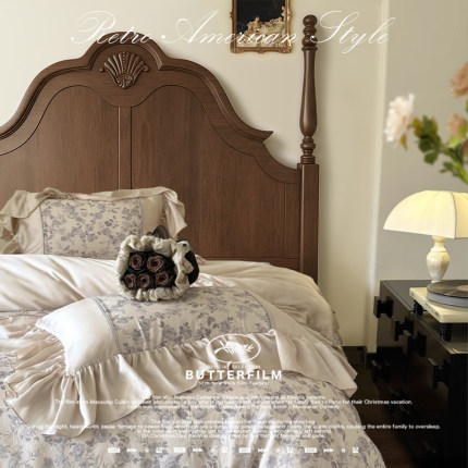 美式实木床1.5米1.8米双人大床现代简约法式床复古主卧室婚床轻奢