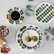 瑞典Gustavsberg 骨瓷餐具Berså绿叶凉亭咖啡杯碟组碗盘子茶杯
