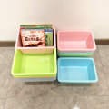 加厚储物盒纯色收纳盒整理箱蓝粉色塑料方盆幼儿园学生收纳多功能