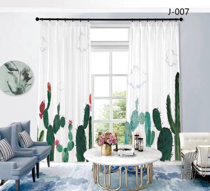 简约现代热带雨林花朵动物定制图案成品窗帘布料卧室客厅定制遮光